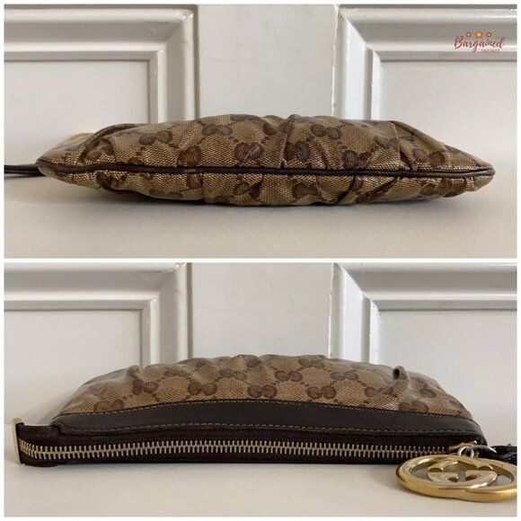 Authentic GUCCI Brown GG Crystal Coated Canvas Wristlet Pochette Bag - 212203 - Picture 7 of 12